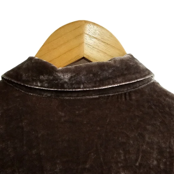 J.Jill brown silk blend velvet button peplum long sleeve top size small - Picture 5 of 9